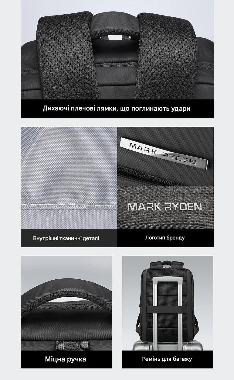 Дорожный рюкзак Mark Ryden MR2900JYKR для ноутбука 15.6 дюймов с ортопедической спинкой